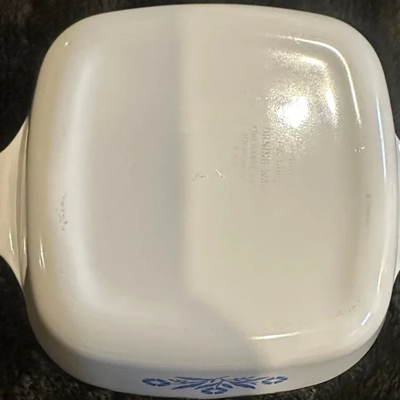 CorningWare set of 2 vintage White and Blue Square Baking Dishes 1 3/4 cup size - Picture 8 of 12